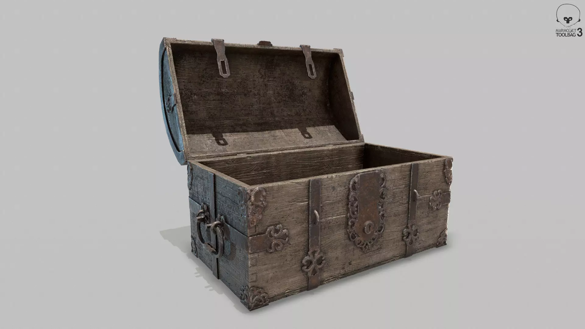 PBR Old Spanish Treasure Chest Low-poly 3D model_0