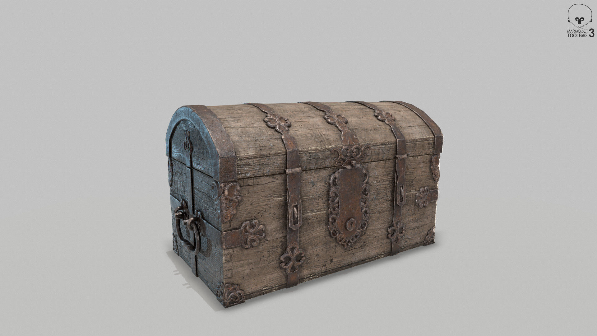 PBR Old Spanish Treasure Chest Low-poly 3D model_1