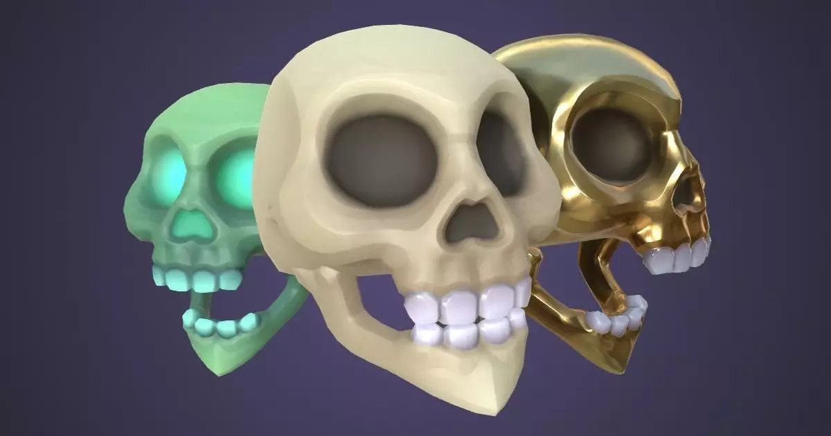 Villainous Skull Low-poly 3D model_0