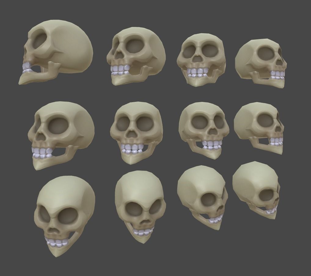 Villainous Skull Low-poly 3D model_11