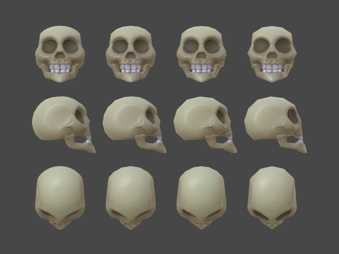 Villainous Skull Low-poly 3D model_10
