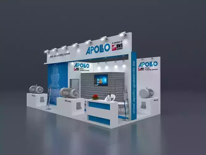 Exhibition stand 3D model 8x4 mtr 3 sides open 3D model
