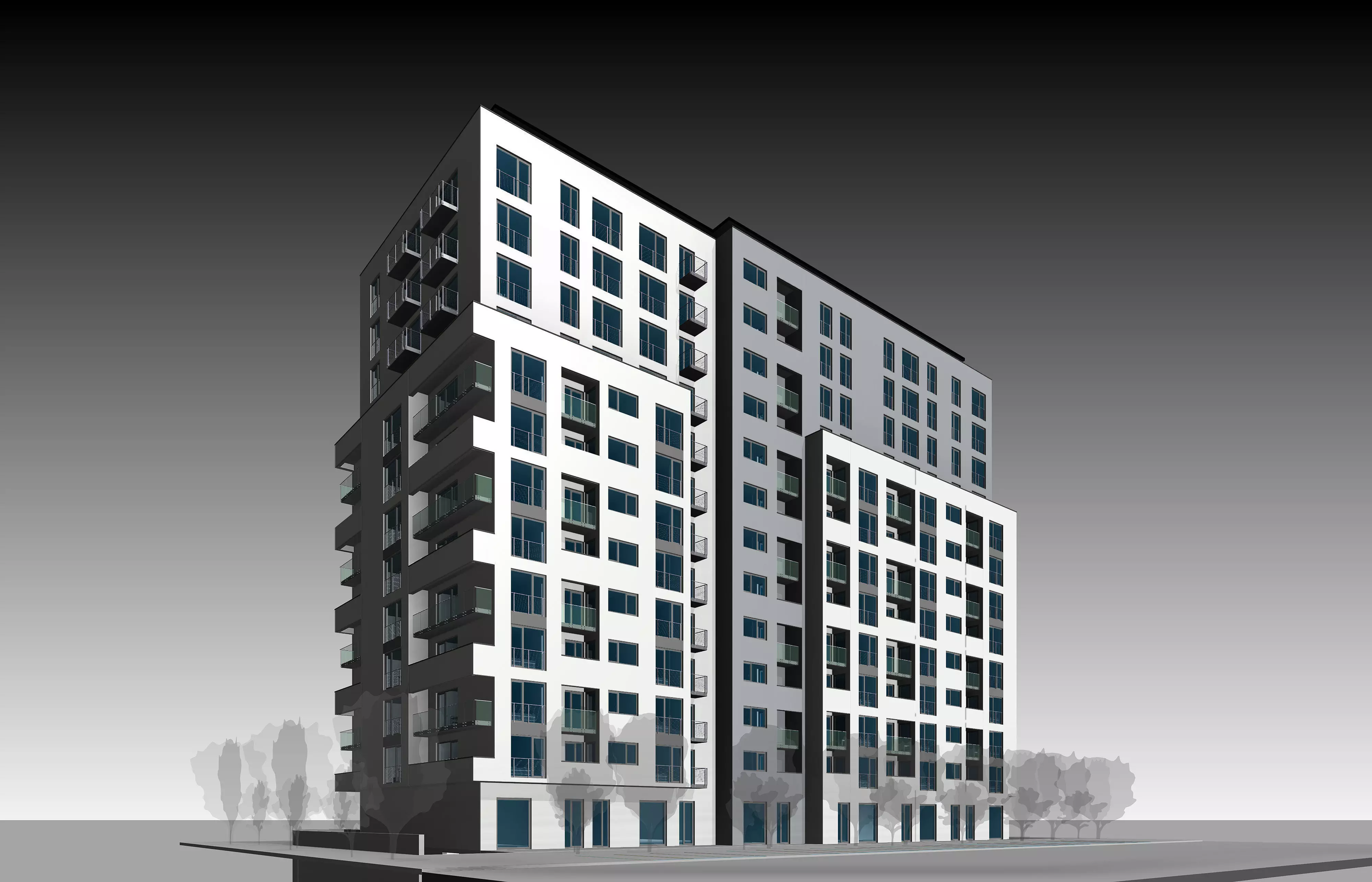 Apartment Building 3D model_0