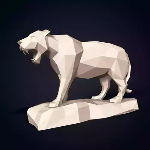 LowPoly Tiger Statue - Ready for 3D Printing