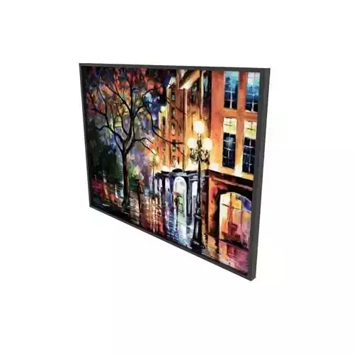 Quadro framed canvas painting of city at night