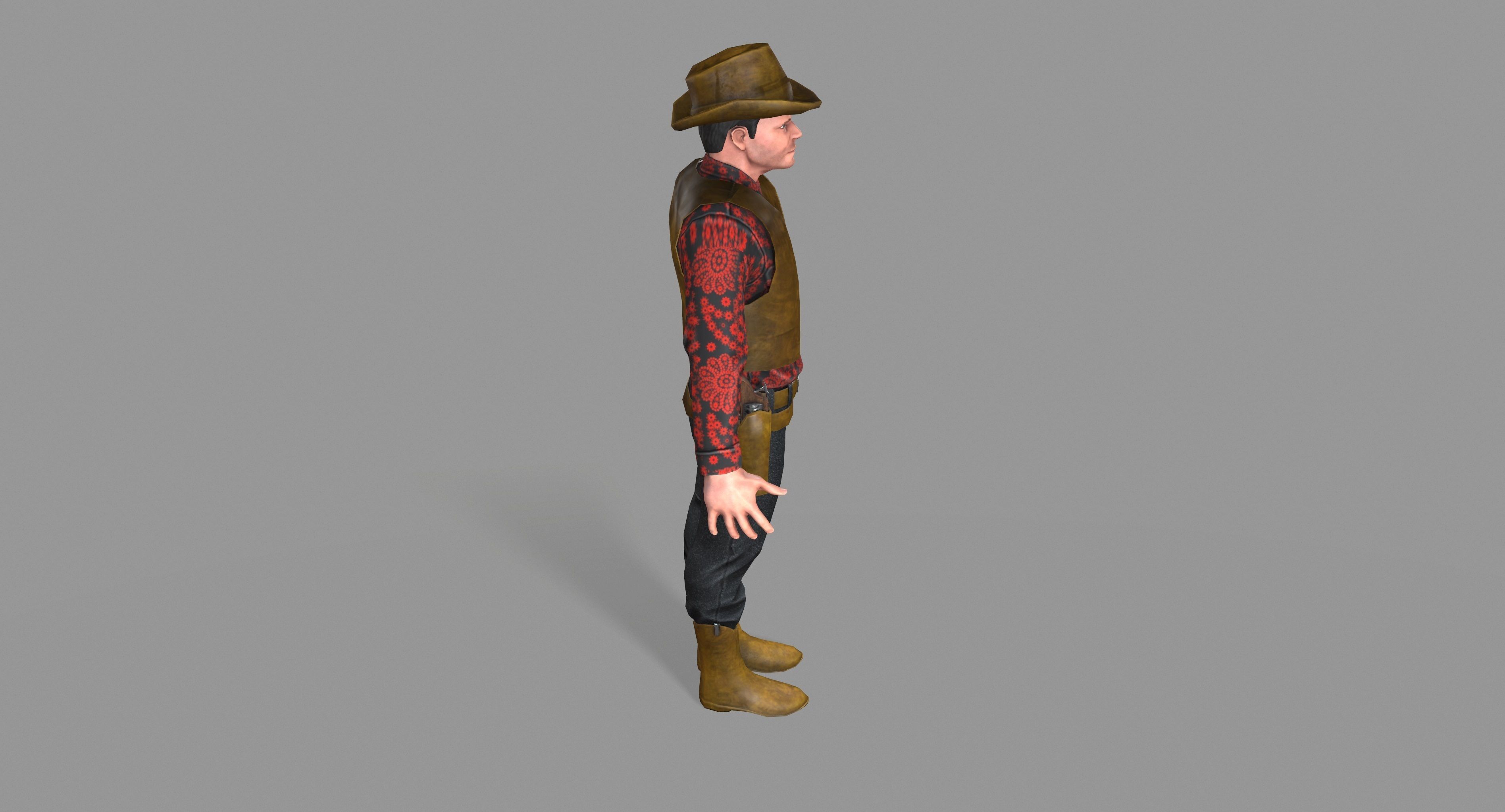 Cowboy wearing hat and boots Low-poly 3D model_21