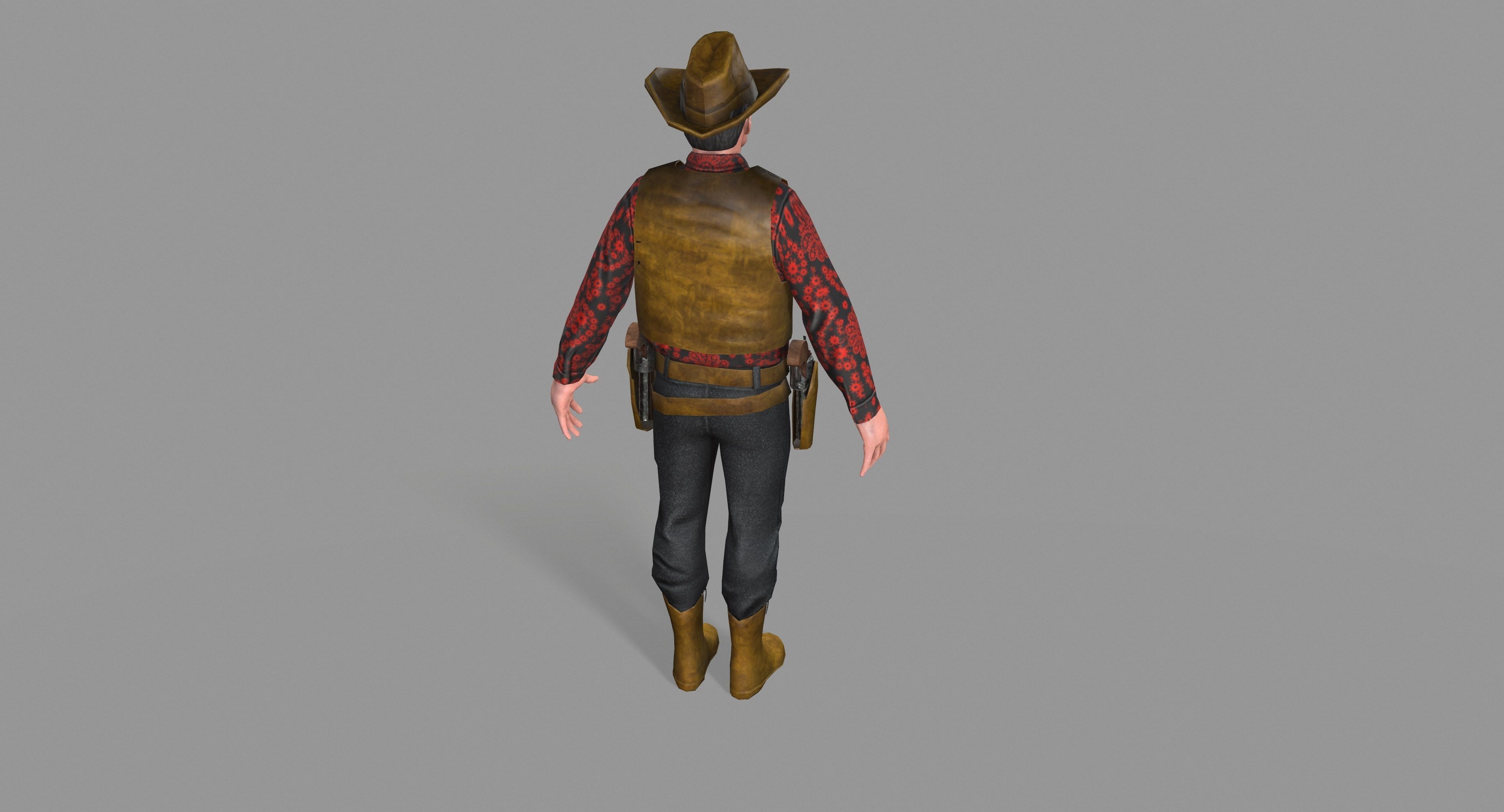 Cowboy wearing hat and boots Low-poly 3D model_24