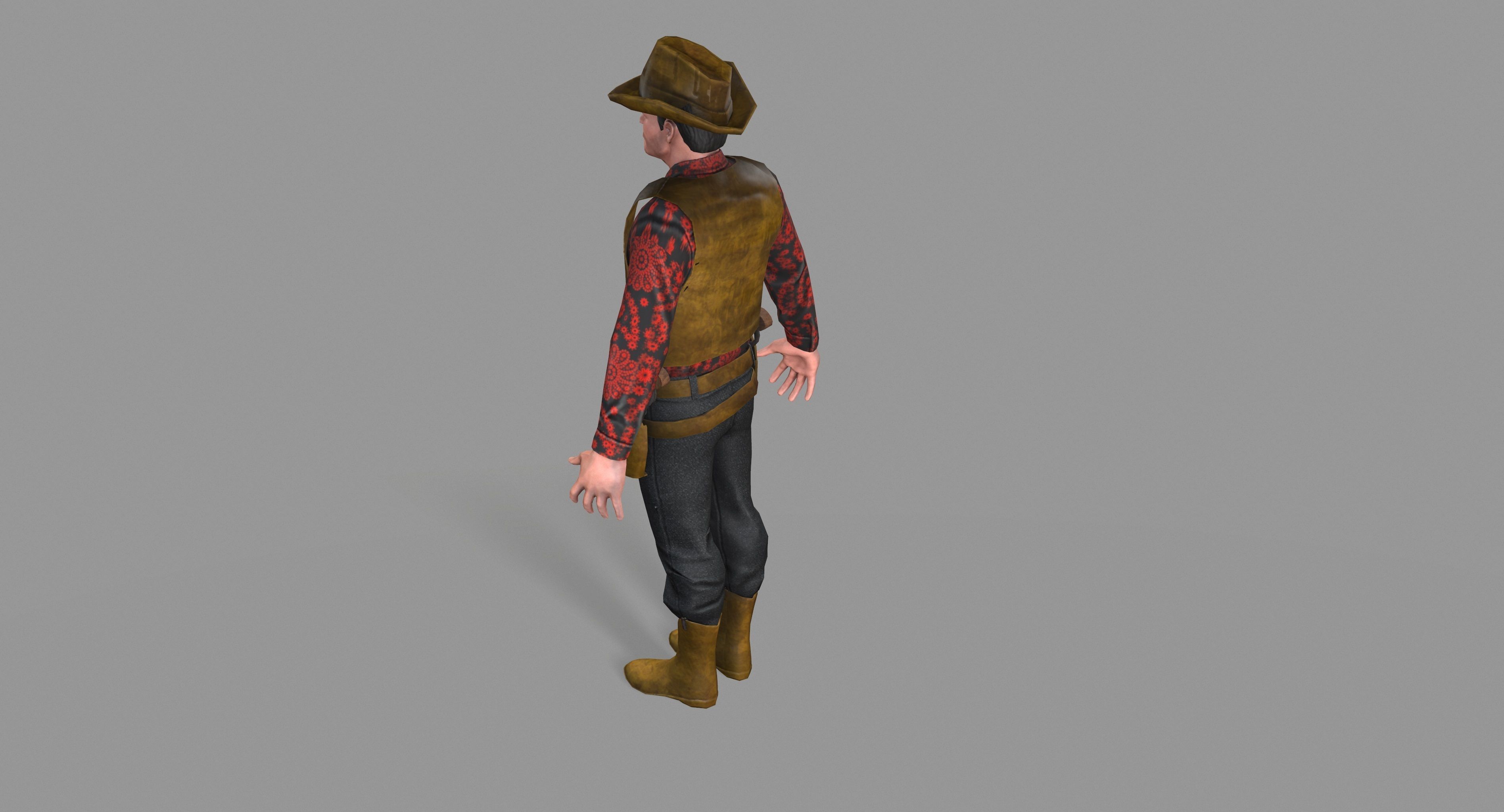Cowboy wearing hat and boots Low-poly 3D model_27