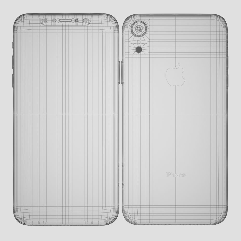 Apple iPhone Xr Black and Xs Space Gray and Xs MAX Gold 3D model_51