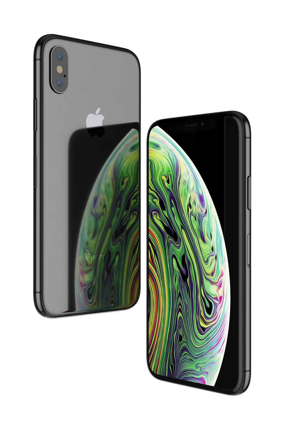 Apple iPhone Xr Black and Xs Space Gray and Xs MAX Gold 3D model_3