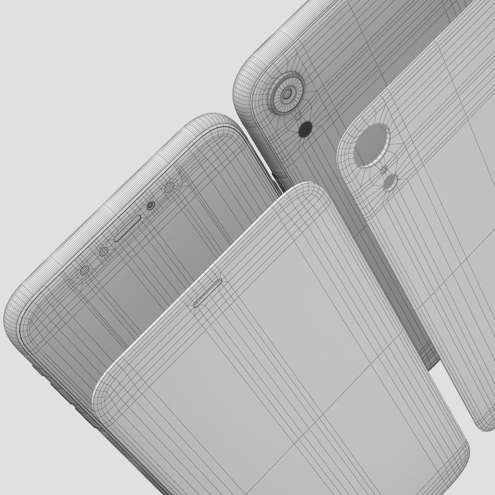 Apple iPhone Xr Black and Xs Space Gray and Xs MAX Gold 3D model_53