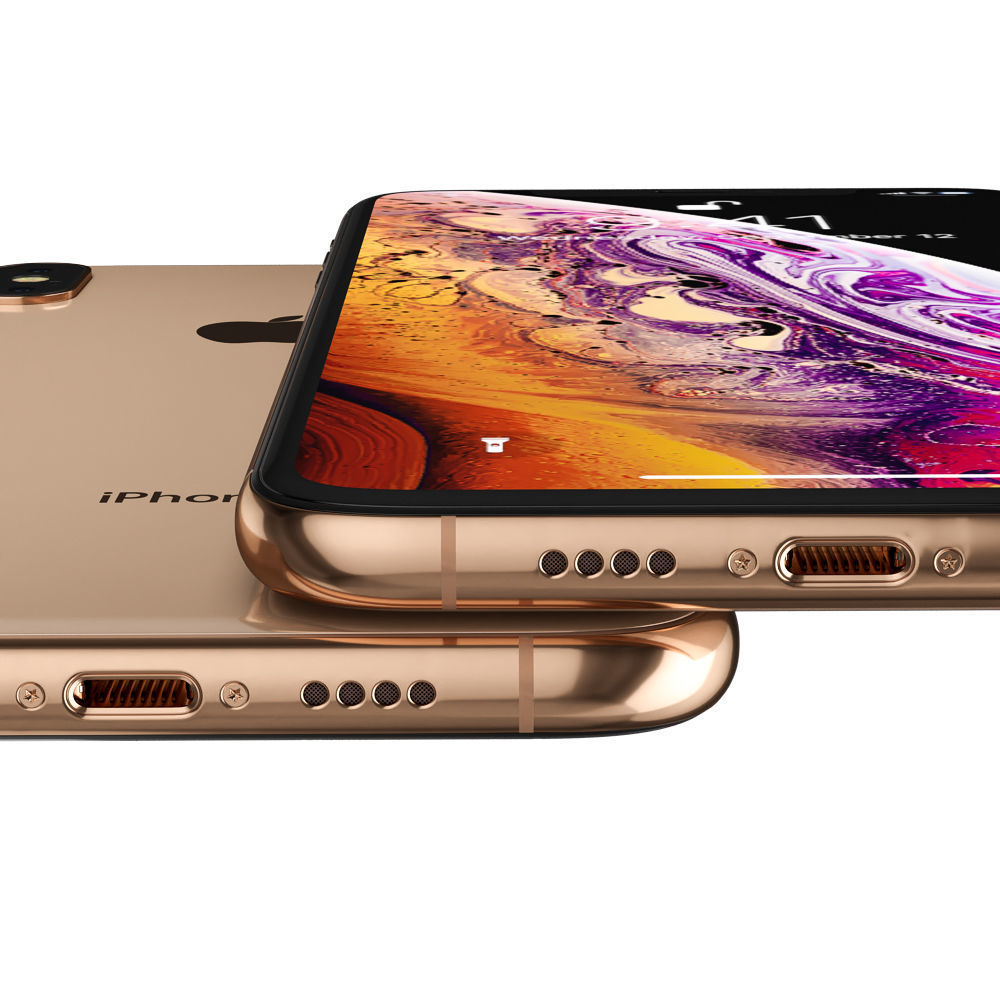 Apple iPhone Xr Black and Xs Space Gray and Xs MAX Gold 3D model_32