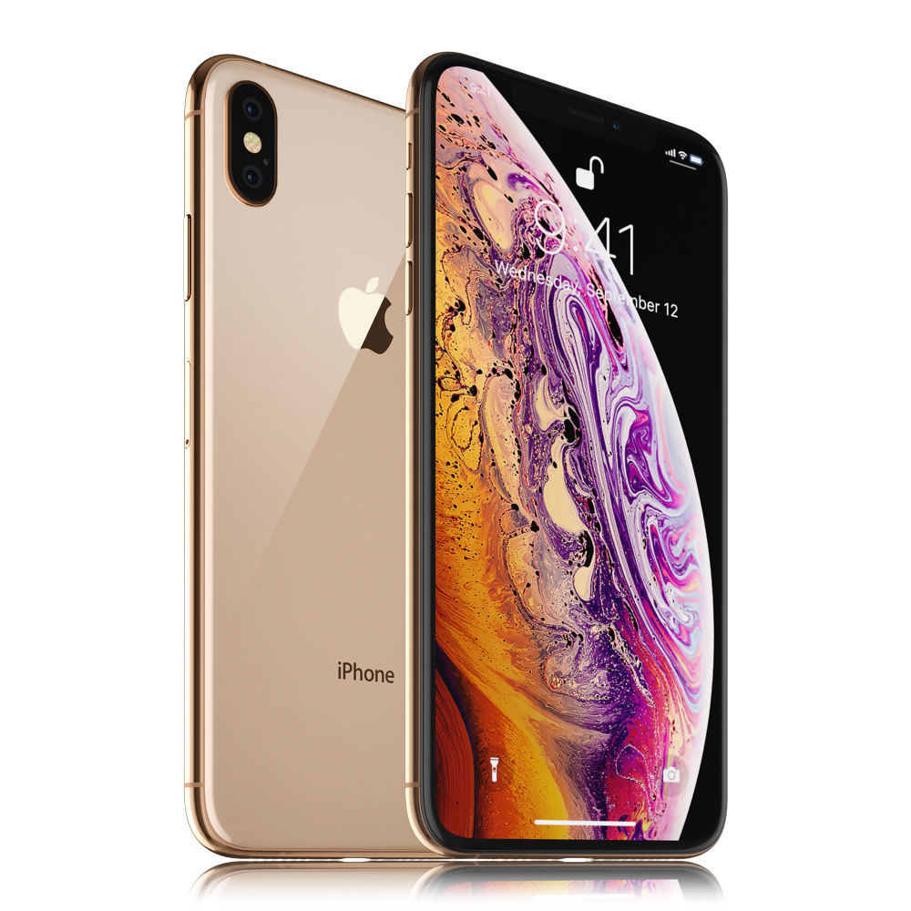 Apple iPhone Xr Black and Xs Space Gray and Xs MAX Gold 3D model_4