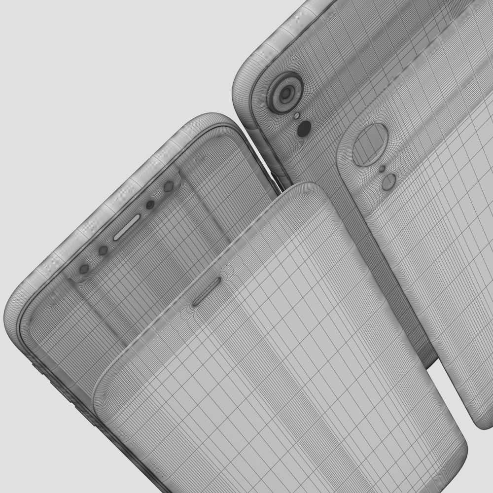 Apple iPhone Xr Black and Xs Space Gray and Xs MAX Gold 3D model_54