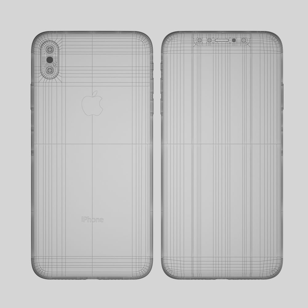Apple iPhone Xr Black and Xs Space Gray and Xs MAX Gold 3D model_35