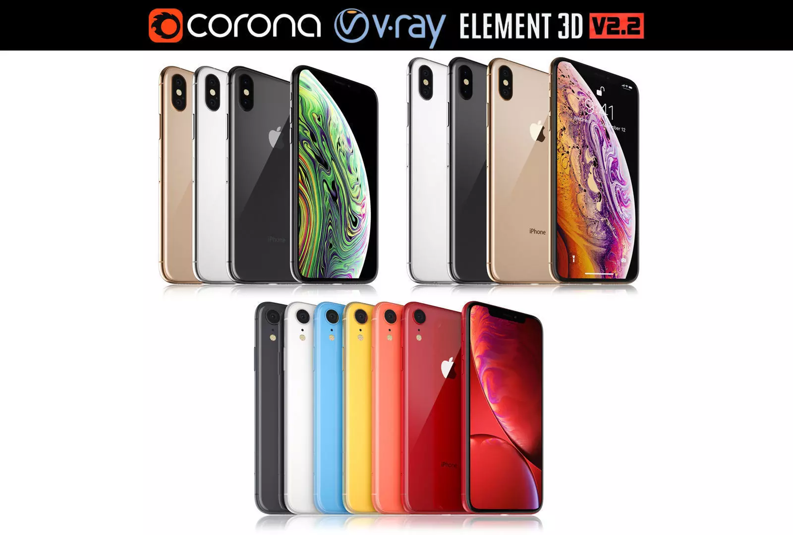 Apple iPhone Xr and Xs and Xs MAX Collection 3D model