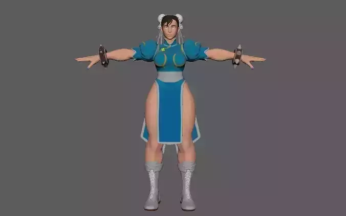 Street Fighter Chun Li - 3D Production Model Rigged 3D model