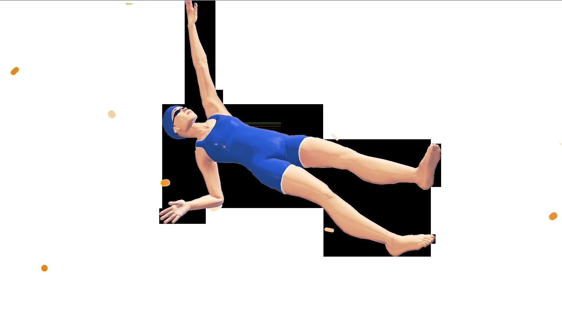 Female Swimming Back Style Low-poly 3D model_16