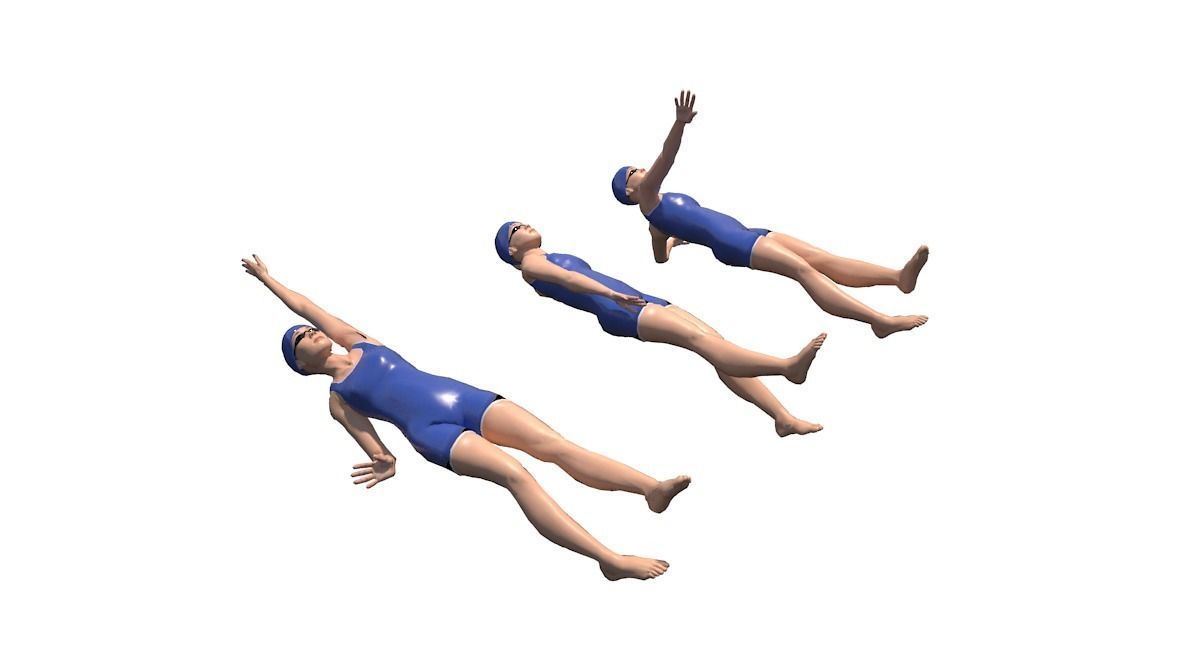 Female Swimming Back Style Low-poly 3D model_7