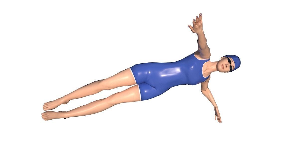Female Swimming Back Style Low-poly 3D model_3