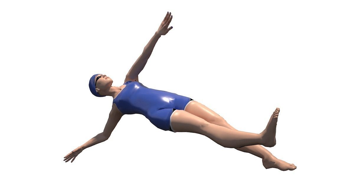 Female Swimming Back Style Low-poly 3D model_4