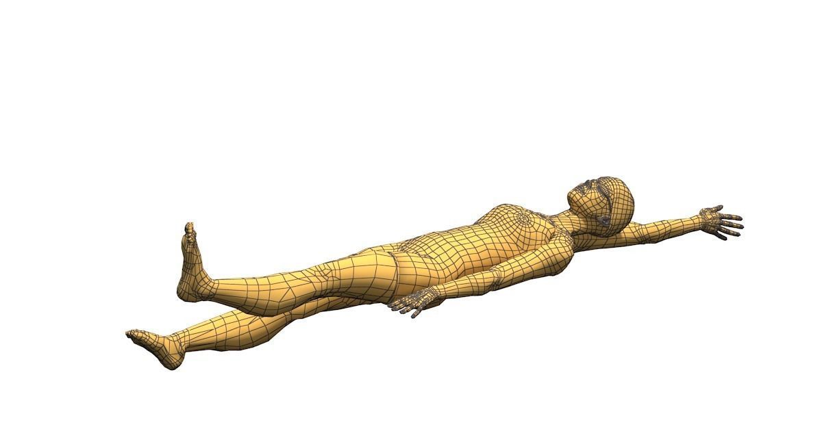 Female Swimming Back Style Low-poly 3D model_10