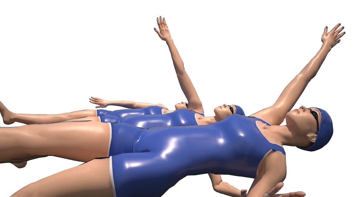 Female Swimming Back Style Low-poly 3D model_8