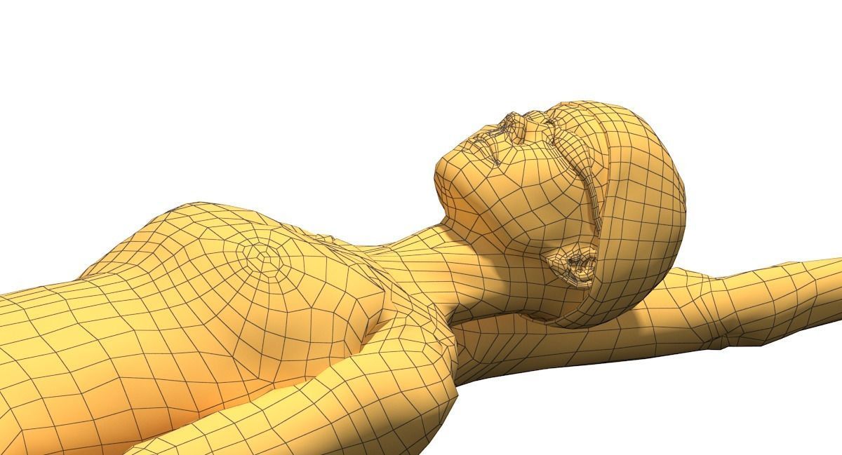 Female Swimming Back Style Low-poly 3D model_11