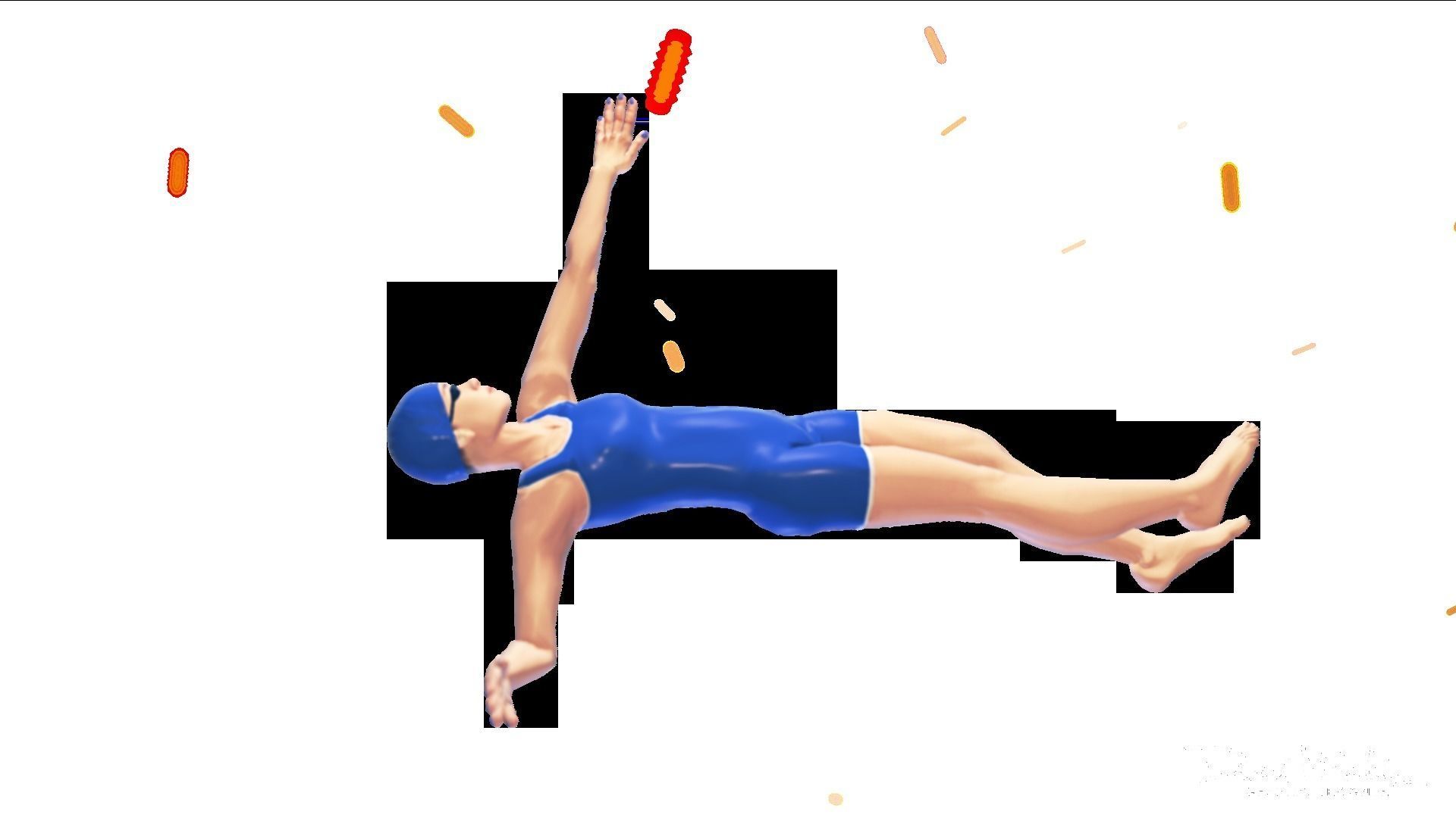 Female Swimming Back Style Low-poly 3D model_17