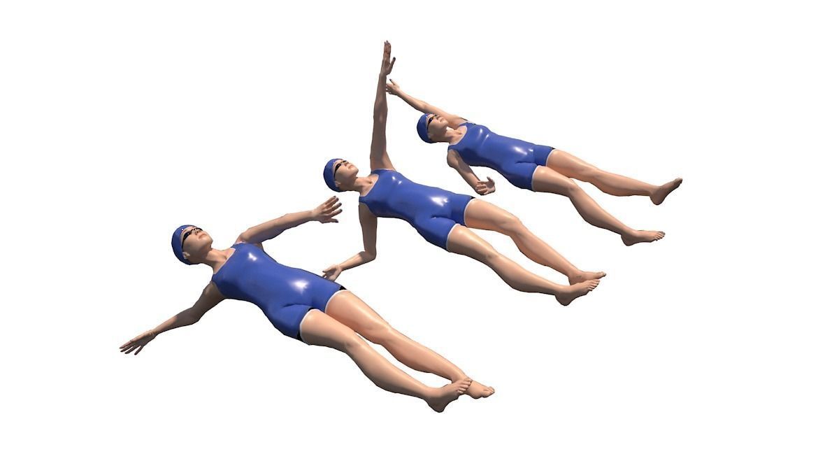 Female Swimming Back Style Low-poly 3D model_5