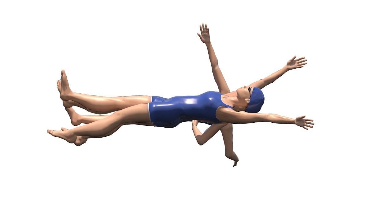 Female Swimming Back Style Low-poly 3D model_6