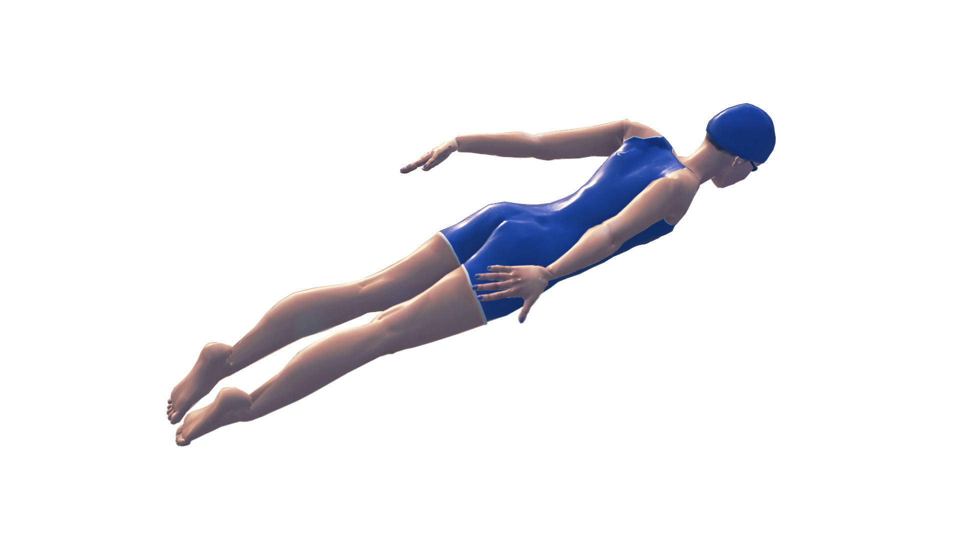 Female Swimming Butterfly Style Low-poly 3D model_8