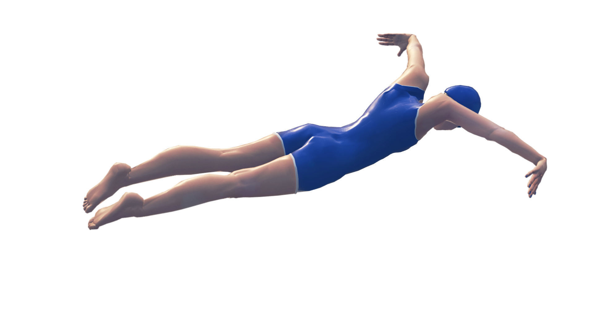 Female Swimming Butterfly Style Low-poly 3D model_9