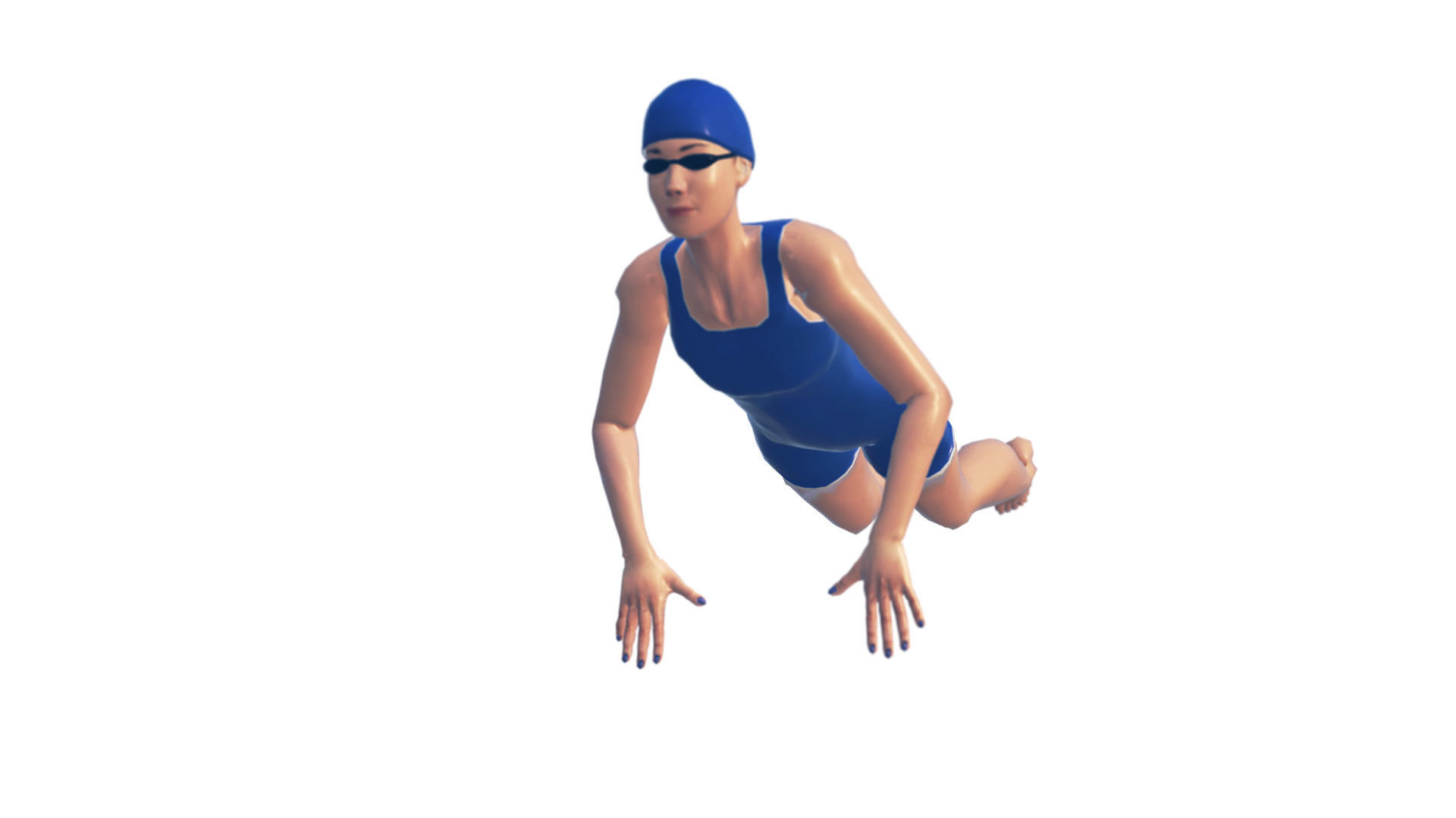 Female Swimming Butterfly Style Low-poly 3D model_2