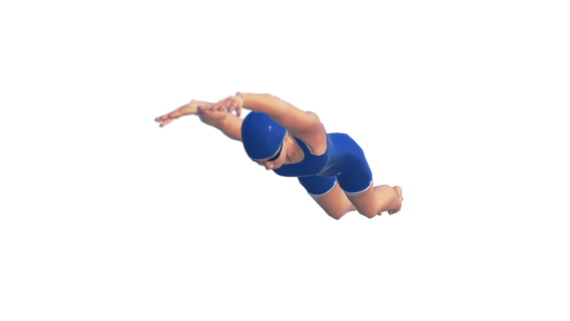 Female Swimming Butterfly Style Low-poly 3D model_7