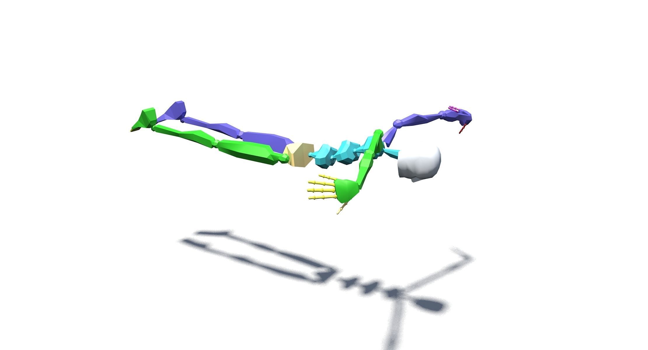 Female Swimming Butterfly Style Low-poly 3D model_14