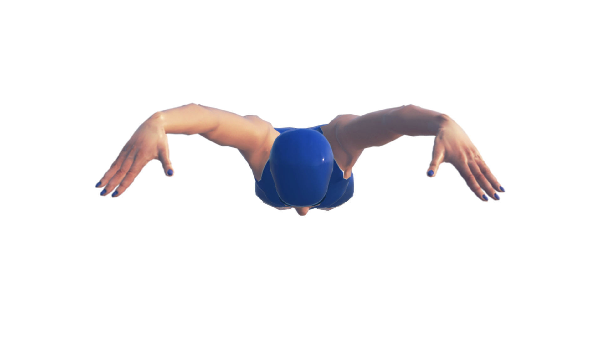 Female Swimming Butterfly Style Low-poly 3D model_10