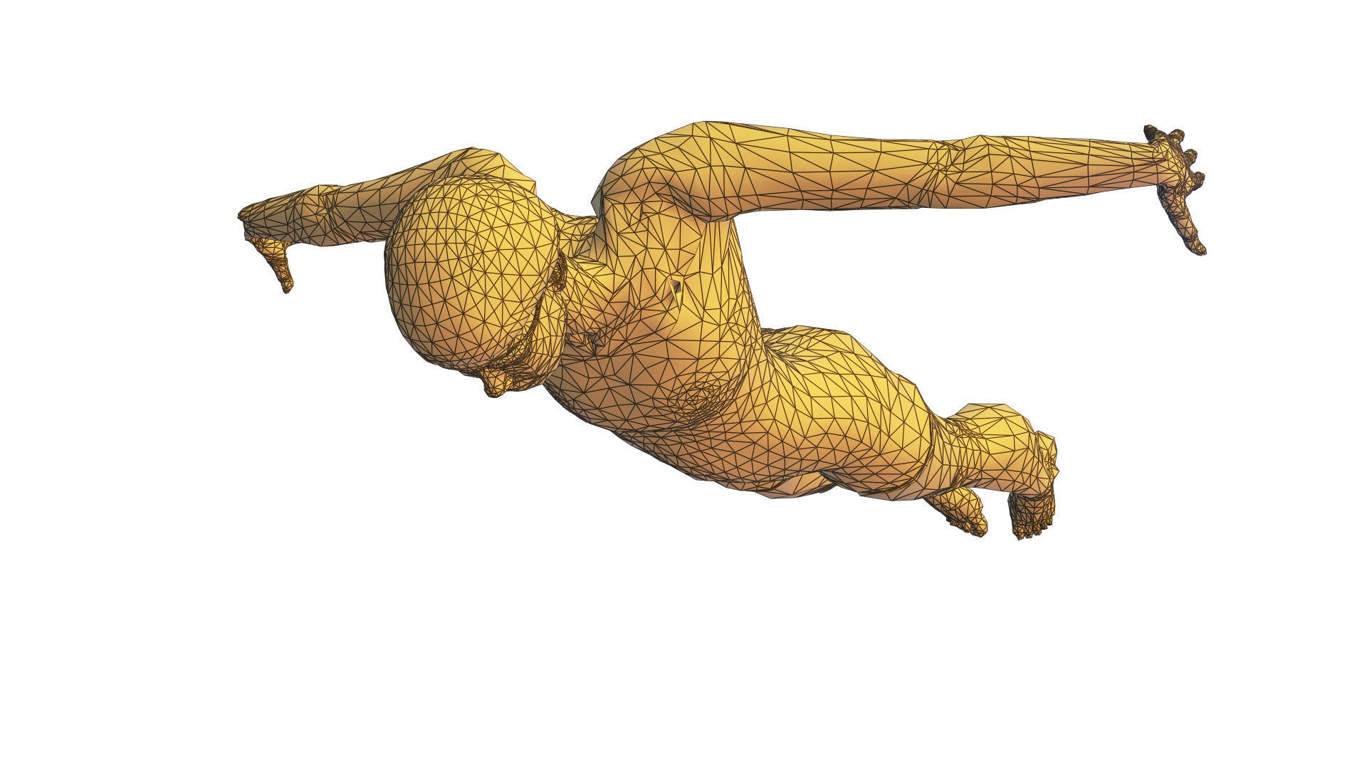 Female Swimming Butterfly Style Low-poly 3D model_11