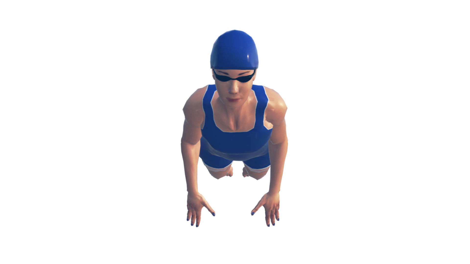 Female Swimming Butterfly Style Low-poly 3D model_3