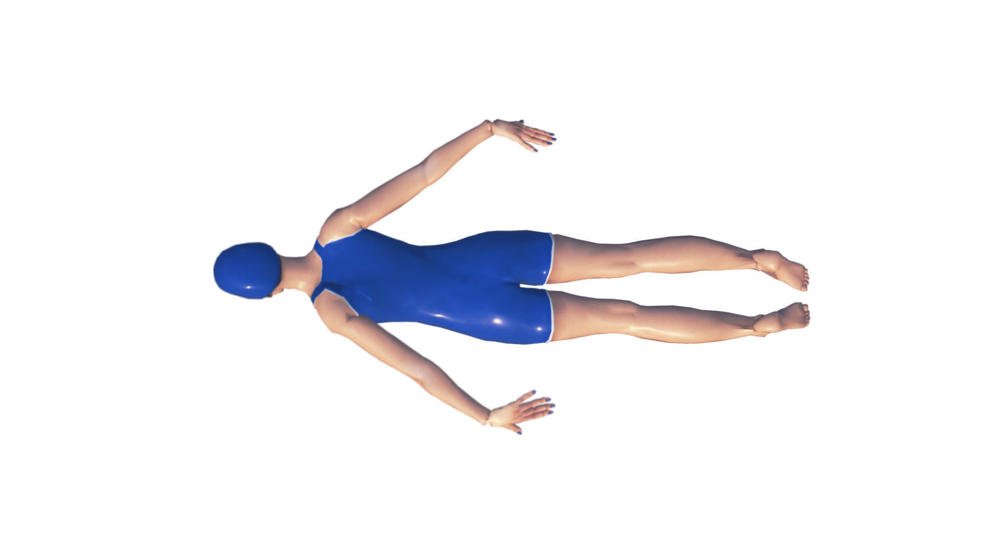 Female Swimming Butterfly Style Low-poly 3D model_5