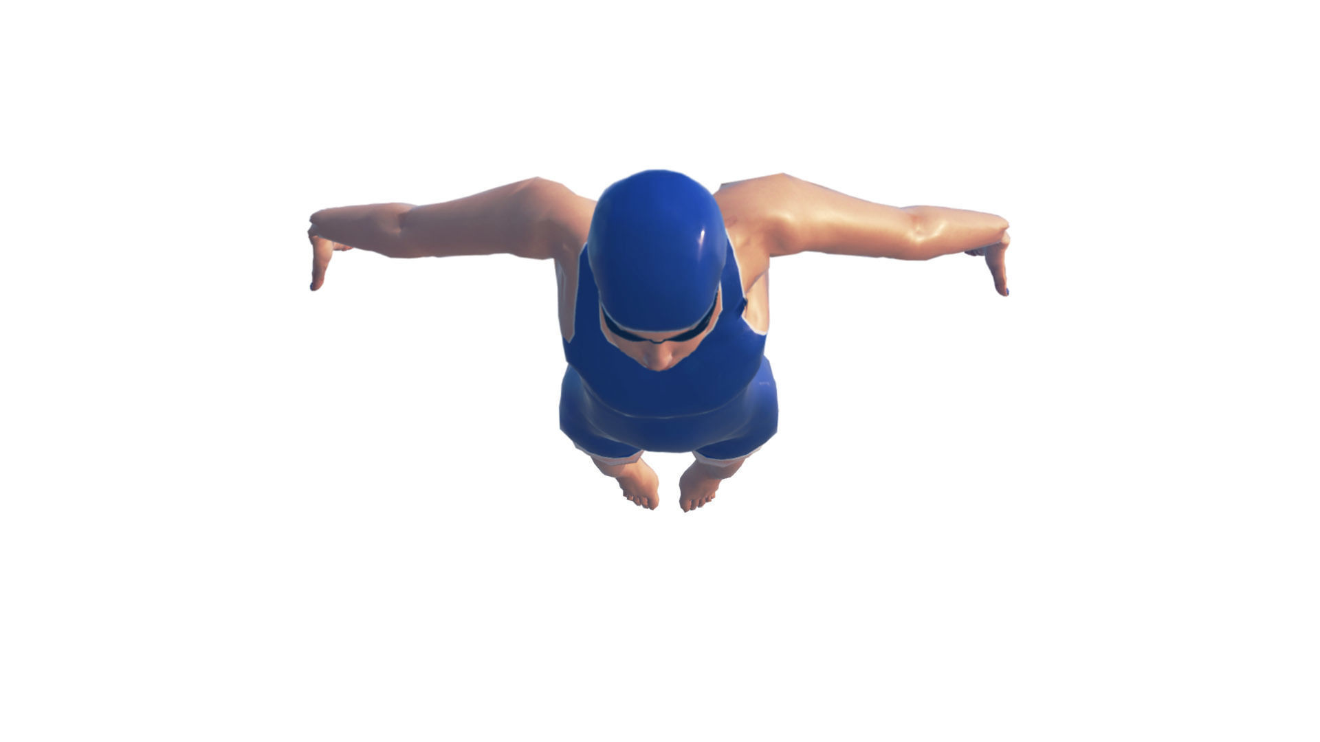 Female Swimming Butterfly Style Low-poly 3D model_4