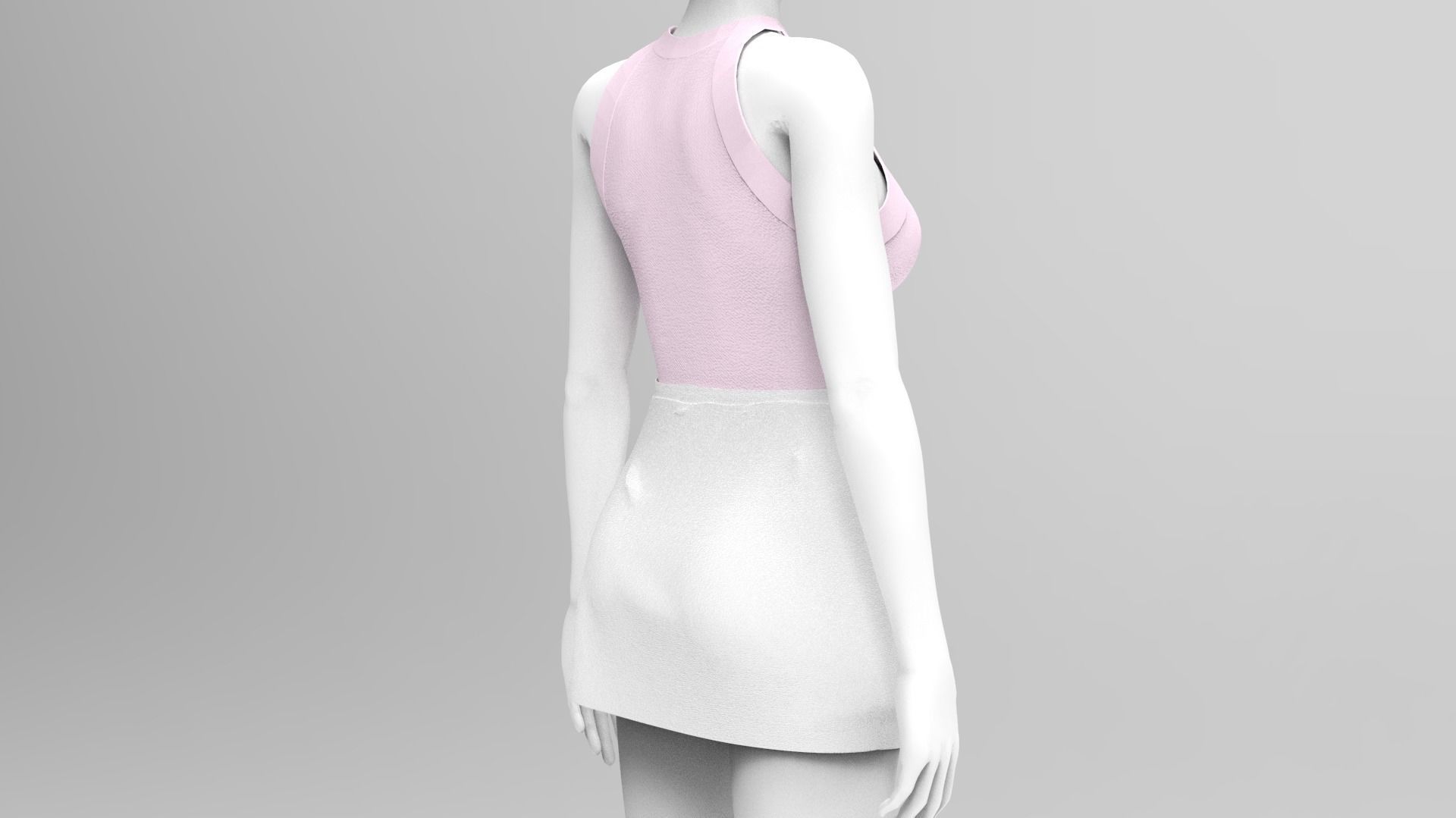 Skirt and Tank Top - Marvelous Designer - Project File Low-poly 3D model_3