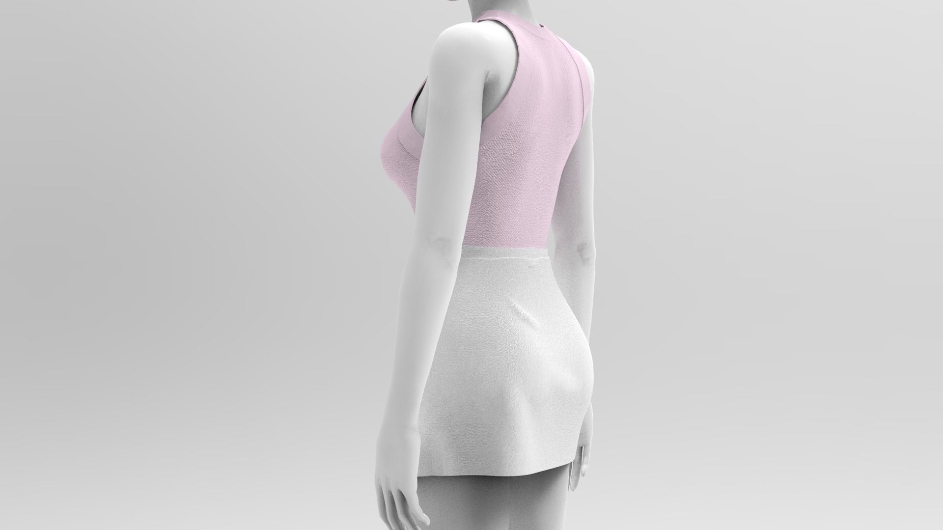 Skirt and Tank Top - Marvelous Designer - Project File Low-poly 3D model_4