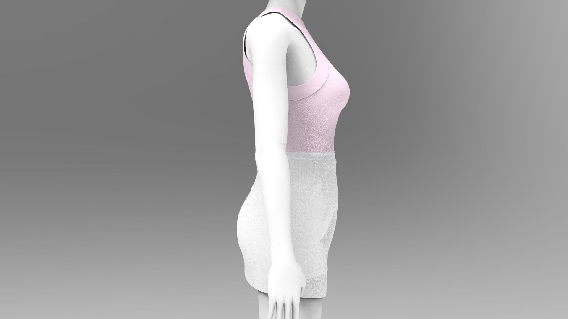 Skirt and Tank Top - Marvelous Designer - Project File Low-poly 3D model_2