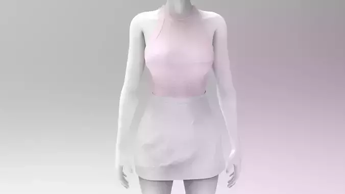 Skirt and Tank Top - Marvelous Designer - Project File Low-poly 3D model