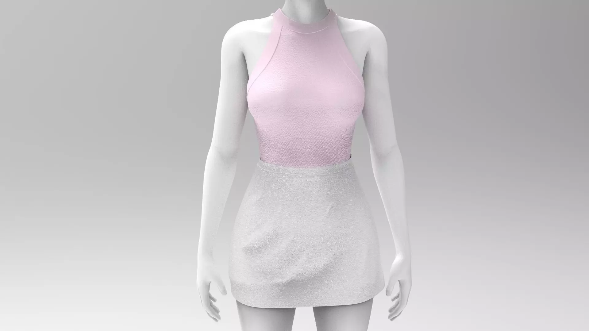 Skirt and Tank Top - Marvelous Designer - Project File Low-poly 3D model_0