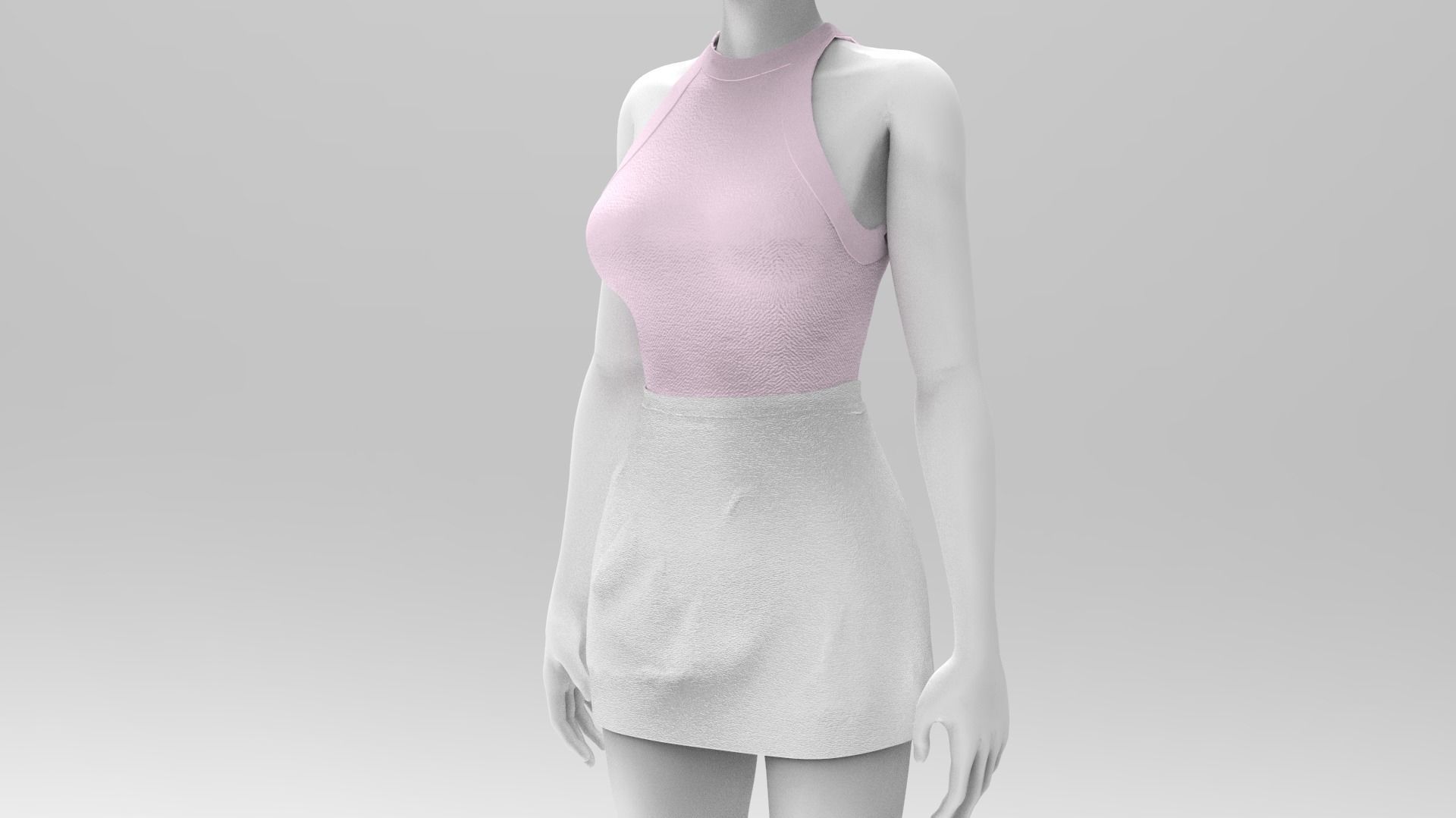 Skirt and Tank Top - Marvelous Designer - Project File Low-poly 3D model_6