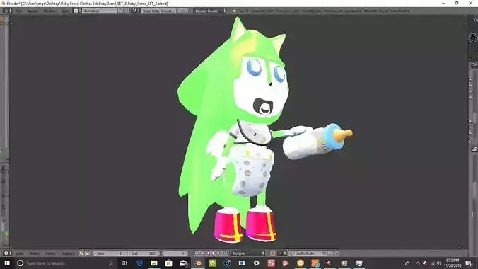 Diaper character with bottle Free 3D model