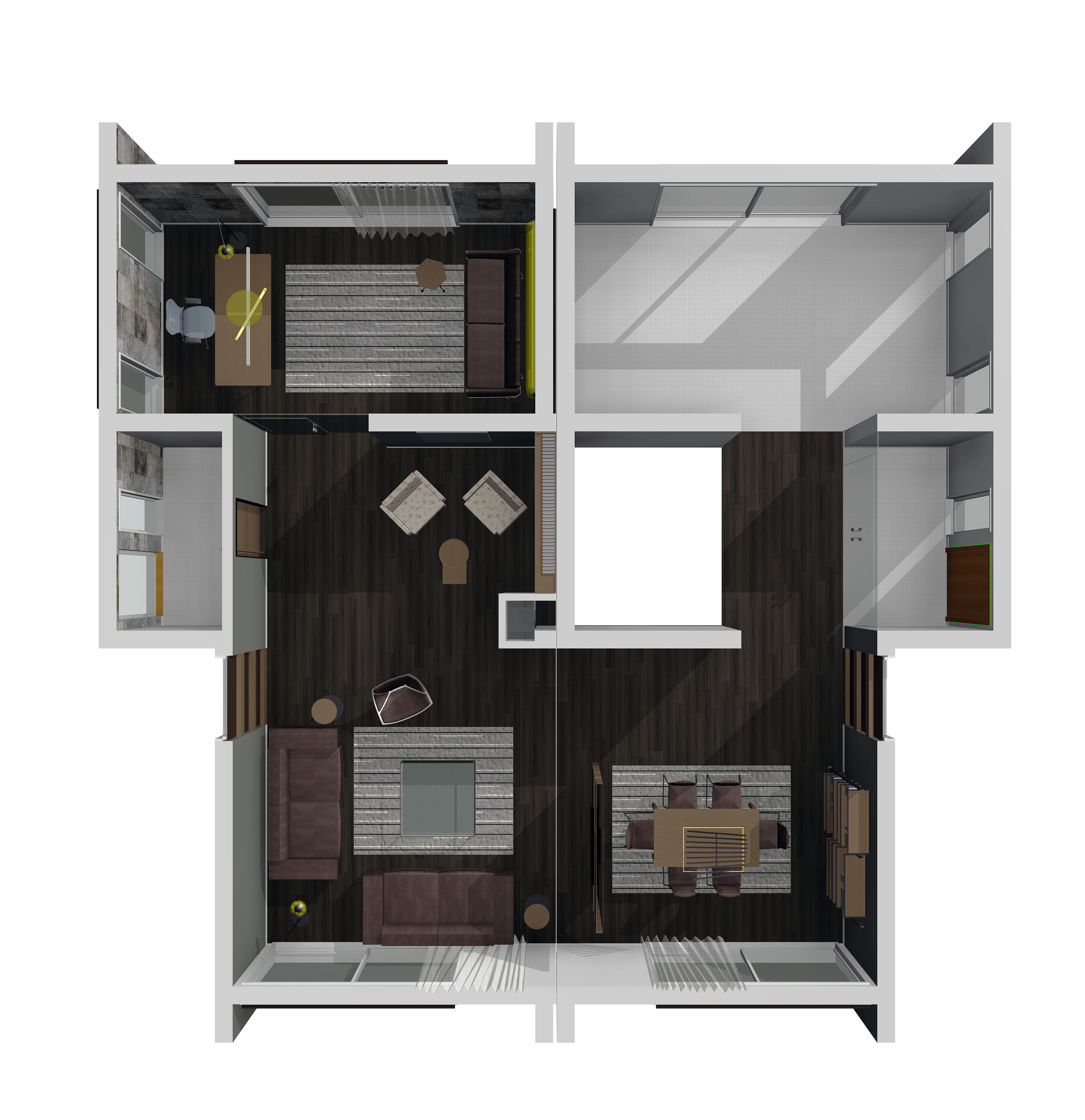 Contemporary Interior Design rendered with Revit 3D model_14