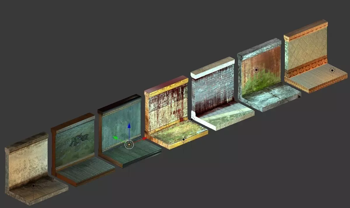 Low Poly Game Ready Modular Wall Pack Free low-poly 3D model